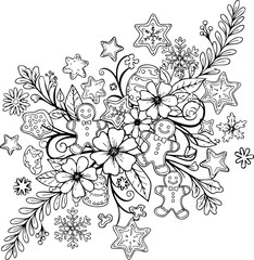 Fototapeta premium christmas, flower, pattern, floral, seamless, vector, decoration, illustration, wallpaper, ornament, vintage, design, rose, nature, art, texture, leaf, flowers, pink, summer, plant, card, element, dec