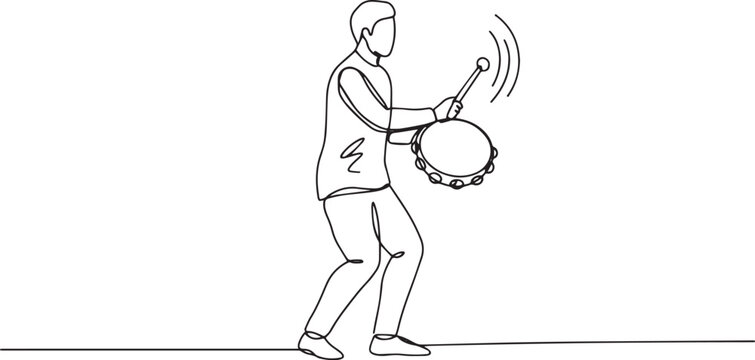 line art musician playing tambourine clip art preview