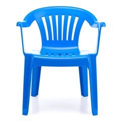 Blue plastic chair isolated on white