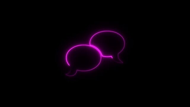 neon Messenger line icon. Speech bubble animation sign. Chat message.Chat message elements of web in neon style icons.4k, video, black, background,