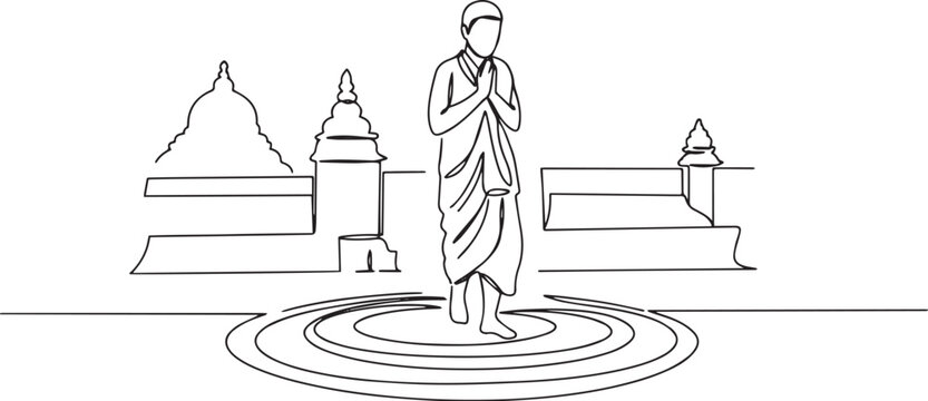 monk praying black line art clip art preview