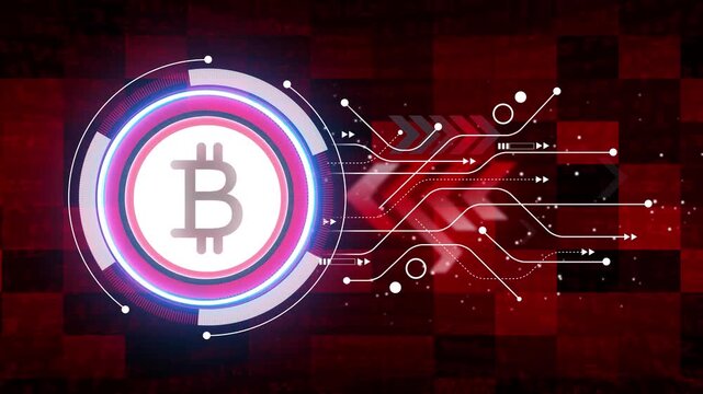 bit coin stable coin currency business and digital money hologram symbol appears on a digital background. digital money logo with rotation HUD UI circle technology interface and futuristic elements.