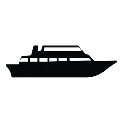 Silhouette of a sleek modern motor yacht cruising on calm waters