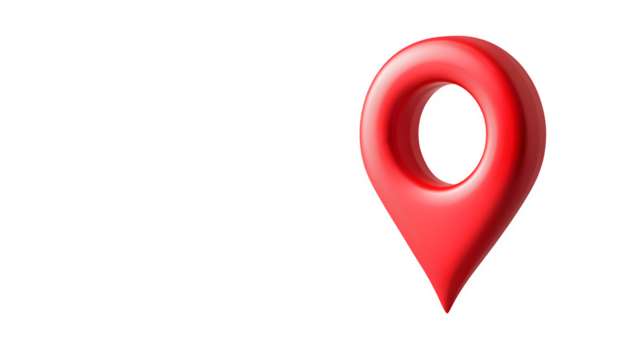 Red map pin location icon marker on a white background