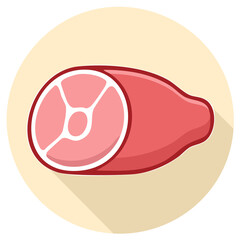 Obraz premium Flat Design Icon of Raw Meat Cut with Bone Graphic and Long Shadow