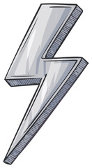 Silver Hand Drawn Lightning Bolt Electricity Power Energy Cartoon Graphic