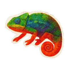 PNG Colorful textured chameleon illustration
