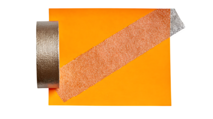 Orange sticky note with duct tape on a white background