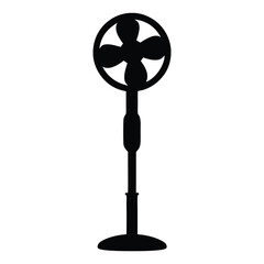 Obraz premium Black Silhouette of Standing Electric Fan with Four Blades for Cooling