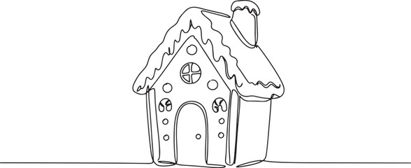 Naklejka premium Minimalist Line Art Depicting a Whimsical Gingerbread House with