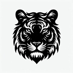 Obraz premium Intense black and white tiger head illustration