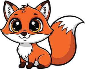 Adorable Cartoon Fox Illustration Captivating Design with Big Eyes and Playful Expression Cheerful and Lively Character Depiction