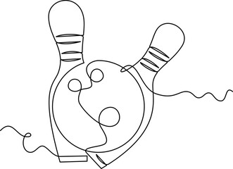 one line art Bowling Ball vector illustration. line art, one continuous line, simple, hand drawn and sketch style. for icons, symbols, signs or logos. PNG