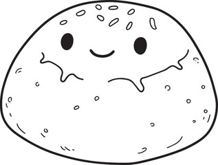 Whimsical Mochi Ice Cream Character with a Cheerful Expression a