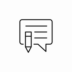 speech bubble with a pencil and lines inside icon sign vector