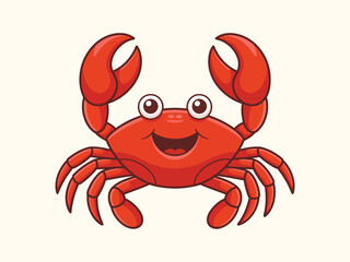 Happy cartoon crab with raised claws
