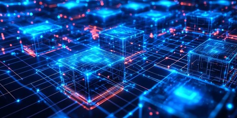 Obraz premium An innovative arrangement of cubes representing a sleek digital landscape.