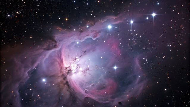 Soft violet halo surrounding a newborn star cluster. AI GENERATED.
