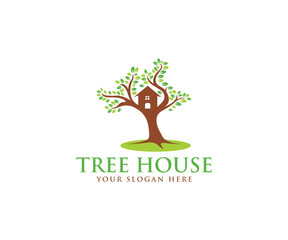 Tree house logo icon template. Tree House business vector, Brand Identity, modern logo Vector