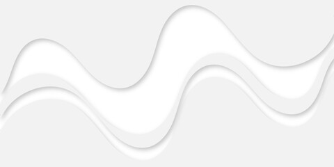 A minimalist abstract background featuring flowing, wavelike layers of white shapes with subtle drop shadows, creating a serene and smooth, almost paper-cut or cloud-like effect.