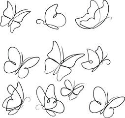 Butterflies in a linear style featuring elegant and detailed line art