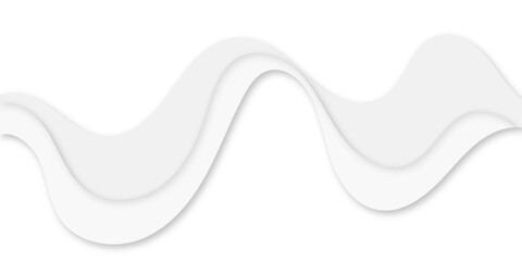 A minimalist abstract background featuring flowing, wavelike layers of white shapes with subtle drop shadows, creating a serene and smooth, almost paper-cut or cloud-like effect.