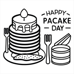 Happy fathers day with pancakes and syrup illustration