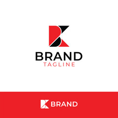 Modern BK or KB Monogram Logo with two background's colors. 
