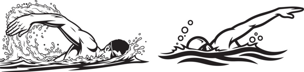 Swimmers illustration isolated on a white background, vector.