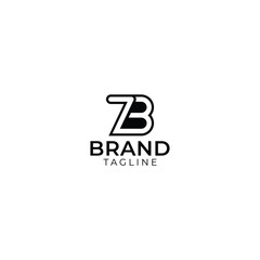 Obraz premium Modern Geometric ZB, BZ, 73, or 7B Monogram Logo with white background. 