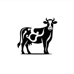 Obraz premium Black and white cow illustration