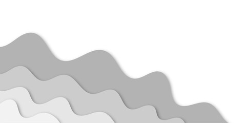 Minimal white background with smooth flowing wave design, soft shadows, and layered paper-cut style curves, perfect for modern, clean, and elegant layouts in web or print design.