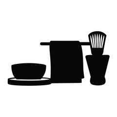 Shaving brush towel and soap dish silhouette