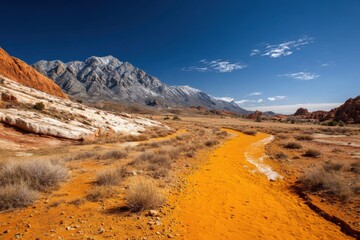 Obraz premium White Rock Canyon with Orange Sand and Mountain.