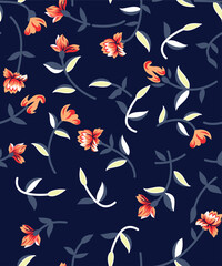 Seamless summer pattern with watercolor flowers handmade