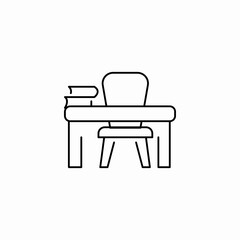 desk with chair books icon sign vector
