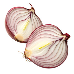 Two halves of a red onion isolated on transparent background