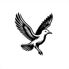 Obraz premium Stylized black and white seagull in flight vector art
