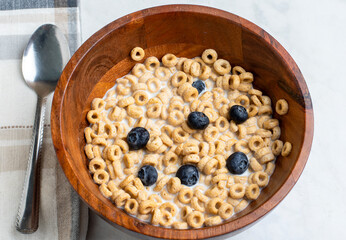 cereal   with blue berries on top