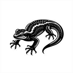 Obraz premium Black and white illustration of a gecko with detailed scales and spots