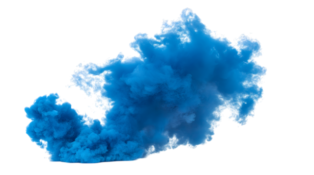 Blue Smoke Plume on Transparent Background Abstract Cloud Effect Isolated Vapor Trail Design Element for Visual Effects