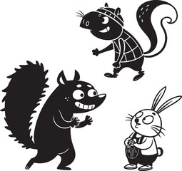 set of funny animals