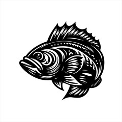Fototapeta premium Stylized Black and White Fish Illustration.