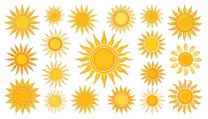 Collection of stylized suns