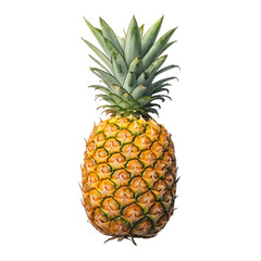 Fototapeta premium Whole ripe pineapple with green leaves isolated on transparent background