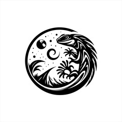 Lizard in a celestial circle