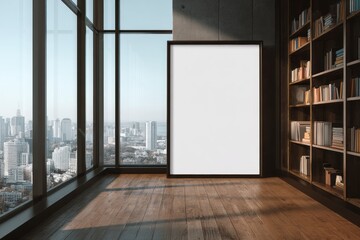 Modern urban room with blank poster