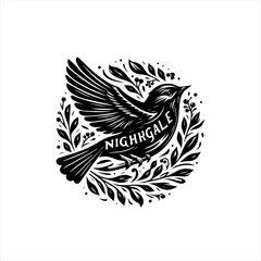 Nightingale bird illustration flying