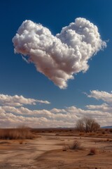 Heart shaped cloud against blue sky