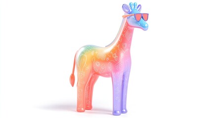 Colorful giraffe figurine with doodle art